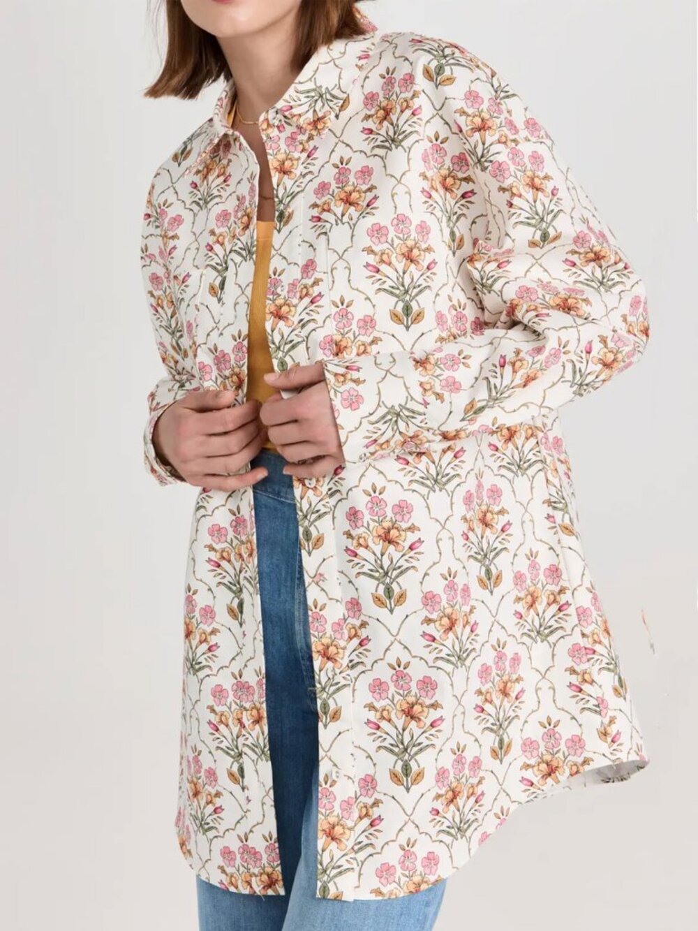 Favorite Daughter The Willow Button-Front Shirt in Floral Mosaic Medium